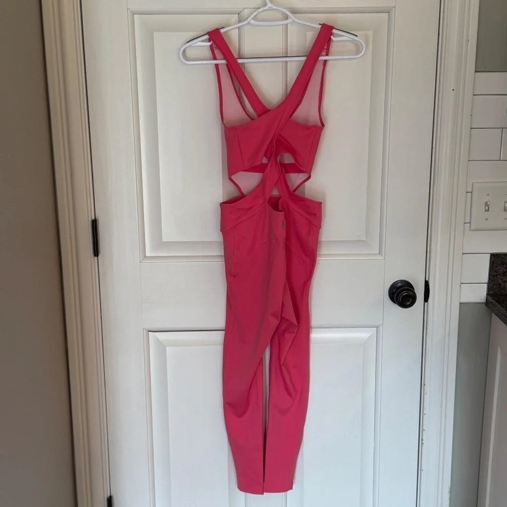 New! Free Movement x Free People Back It Up Jumpsuit Bright Pink 45451